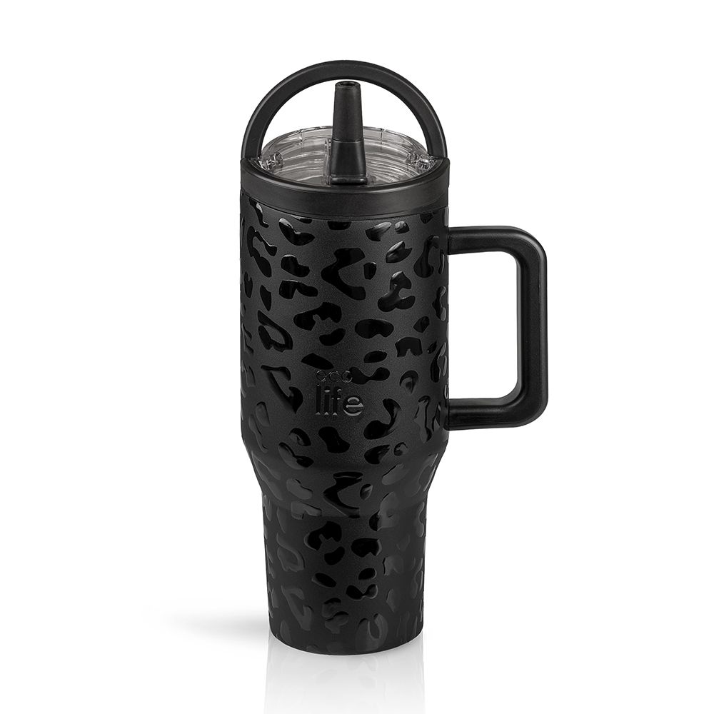 Leopard Black 900ml (2Handles Lid)
