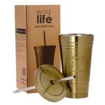 Bronze Thermos Cup 480ml | Ανοξείδωτο Καλαμάκι