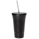 Black Thermos Cup 480ml | Ανοξείδωτο Καλαμάκι