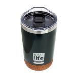 Dark Green (Cork Bottom) Coffee Thermos 370ml | Διαφανές Καπάκι