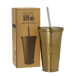 Bronze Thermos Cup 480ml | Ανοξείδωτο Καλαμάκι